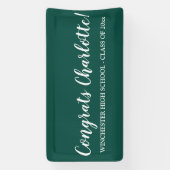 Gefeliciteerd groen wit aangepaste script naam afs spandoek (Verticaal)