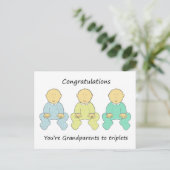 Gefeliciteerd Grootouders met Triplets Briefkaart (Staand voorkant)