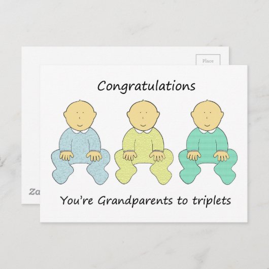 Gefeliciteerd Grootouders met Triplets Briefkaart (Voorkant / Achterkant)