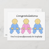 Gefeliciteerd Grootouders met Triplets Briefkaart (Voorkant / Achterkant)