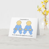 Gefeliciteerd grootouders met Twin Boys Kaart (Gele Bloem)