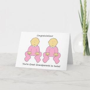 Gefeliciteerd grootouders met Twin Girls. Kaart