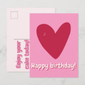 Gefeliciteerd - Grote Framboos Roze Hart Briefkaart (Voorkant / Achterkant)