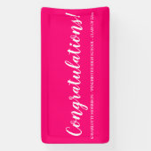 Gefeliciteerd hot pink custom script afstuderen spandoek (Verticaal)