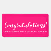 Gefeliciteerd hot pink custom script afstuderen spandoek (Horizontaal)