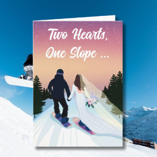 Gefeliciteerd Huwelijk Bruid & Bruidegom Snowboard Kaart