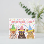 Gefeliciteerd - Illustratie van wilde dieren  Briefkaart (Staand voorkant)