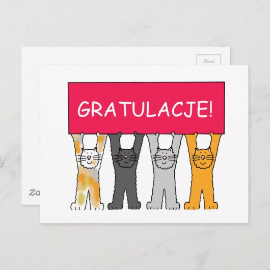 Gefeliciteerd in het Pools Briefkaart (Voorkant / Achterkant)