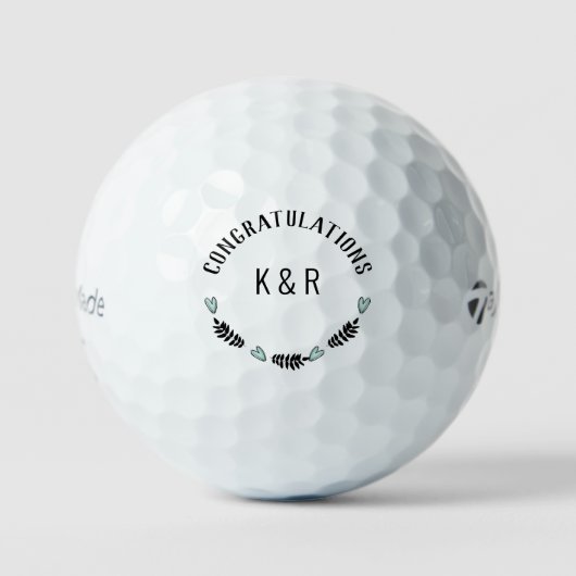 Gefeliciteerd Initiaal met bruiloft Golfballen (Voorkant)