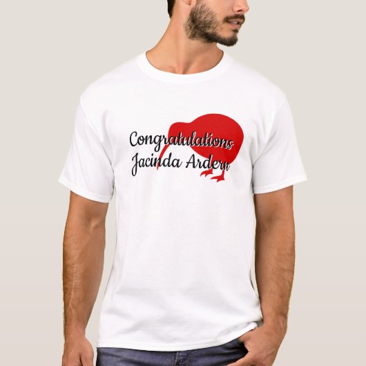 Gefeliciteerd Jacinda Ardern Custom Text Kiwi T-shirt (Voorkant)