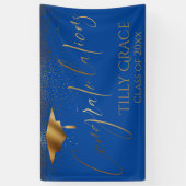 Gefeliciteerd, je Afstuderen Gold Confetti op Blau Spandoek (Verticaal)