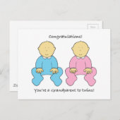 Gefeliciteerd je bent grootouder aan Twins Briefkaart (Voorkant / Achterkant)