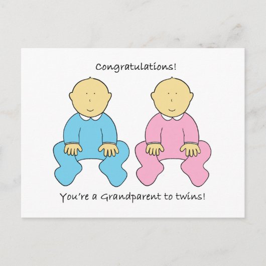 Gefeliciteerd je bent grootouder aan Twins Briefkaart (Voorkant)