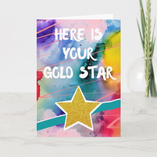 Gefeliciteerd, je Gold Star Colorful Kaart (Voorkant)