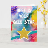 Gefeliciteerd, je Gold Star Colorful Kaart (Gele Bloem)