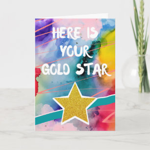Gefeliciteerd, je Gold Star Colorful Kaart