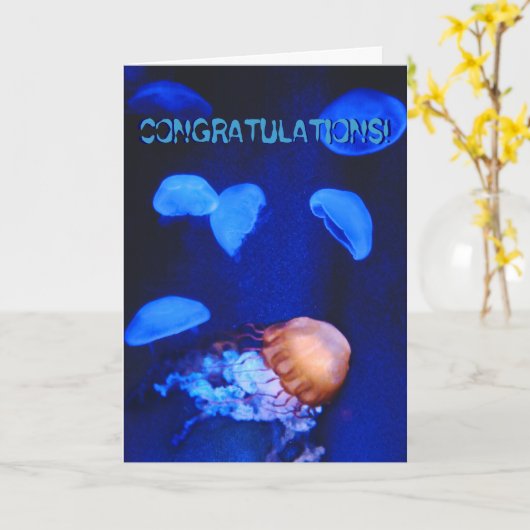 Gefeliciteerd Jellyfish Kaart (Gele Bloem)