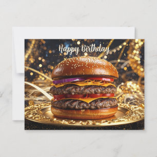 Gefeliciteerd Juicy Hamburger op het Bord  Briefkaart