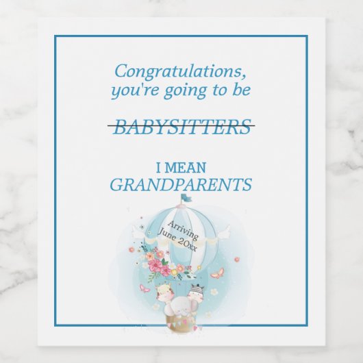 Gefeliciteerd, jullie worden grootouders  wijn etiket (Enkel label)