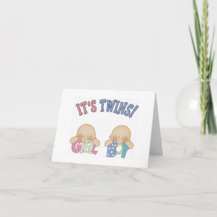 Gefeliciteerd kaart - Eeneiige tweeling meisje en