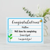 Gefeliciteerd Kaart met Blue Flower (Staand voorkant)