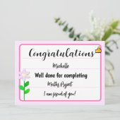 Gefeliciteerd Kaart met Pink Flower (Staand voorkant)