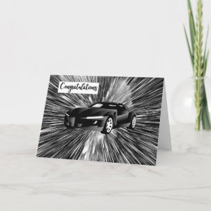 Gefeliciteerd Kaart Nieuwe auto in zwart-wit
