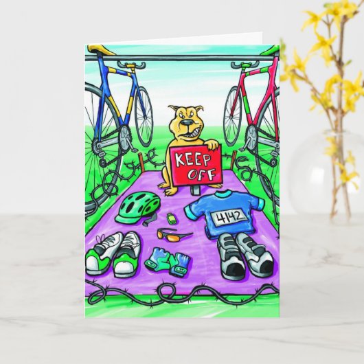 Gefeliciteerd Kaart voor Triatleet - Blijf weg (Gele Bloem)