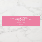 Gefeliciteerd kalligrafie roze Afstuderen Waterfles Etiket (Enkel label)