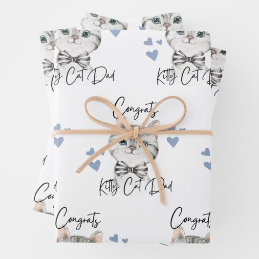 Gefeliciteerd Kat Pap die papier pakt Inpakpapier Vel (In situ)