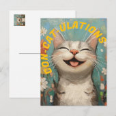 Gefeliciteerd, kattenvrouw, kattenliefhebber, grap briefkaart (Voorkant / Achterkant)