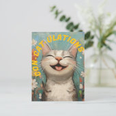 Gefeliciteerd, kattenvrouw, kattenliefhebber, grap briefkaart (Staand voorkant)
