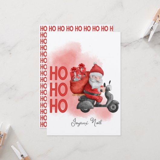 Gefeliciteerd Kerstfeest Kerstman Kerstman ho ho Kaart (Voorkant / Achterkant in situ)