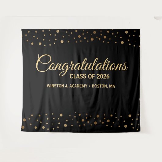 Gefeliciteerd klas van 2024 achtergrond afstuderen wandkleed (Voorkant (horizontaal))
