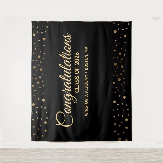 Gefeliciteerd Klas van 2026 achtergrond afstuderen Wandkleed (Voorkant)