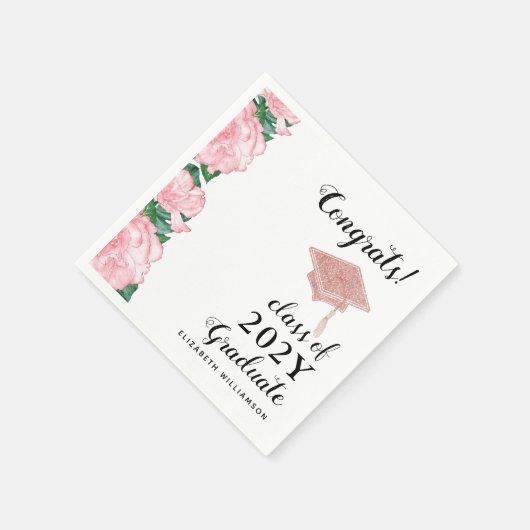 Gefeliciteerd Klasse 2025 Afstuderen Bloemen Afstu Servet (Hoek)