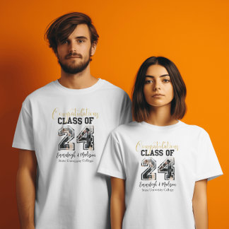 Gefeliciteerd Klasse van 2024 Foto Beste Vrienden T-shirt