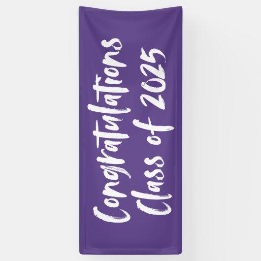 Gefeliciteerd Klasse van 2025 Paarse Afstuderen Spandoek (Verticaal)