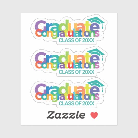 Gefeliciteerd Klasse van 20XX Kleurrijk Afstuderen Sticker (Vel)