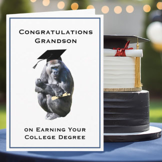 Gefeliciteerd Kleinzoon  Diploma Grappige Gorilla Kaart