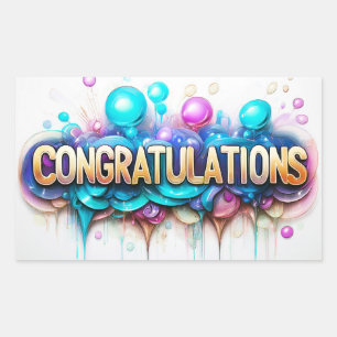 Gefeliciteerd! Kleurig ontwerp Rechthoekige Sticker
