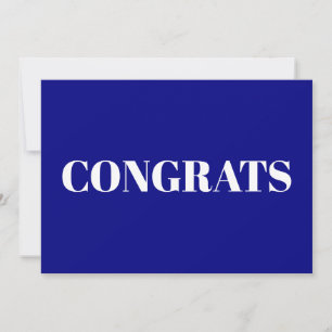 Gefeliciteerd, kobalt blauwe witte kaart