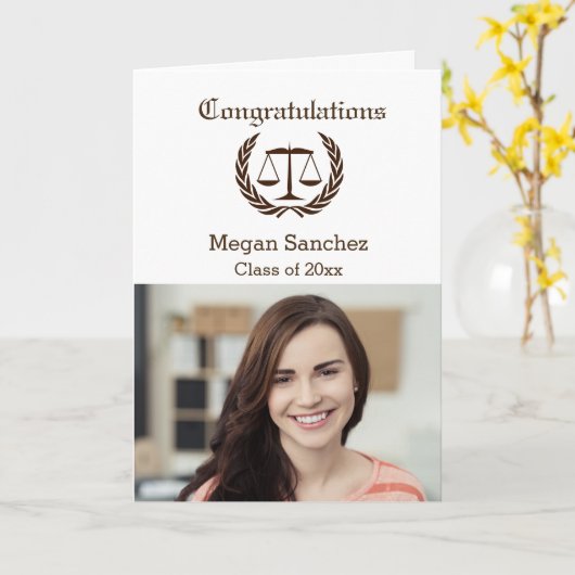 Gefeliciteerd Law School Afstuderen met weegschaal Kaart (Gele Bloem)