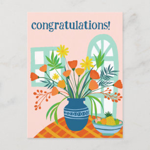 GEFELICITEERD Leuke Bloemenboeket Leuke Aanpassing Briefkaart