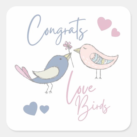 Gefeliciteerd Liefdesvogels Stickers (Voorkant)