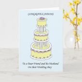 Gefeliciteerd Lieve Vriend en Man op Bruiloft Kaart (Gele Bloem)