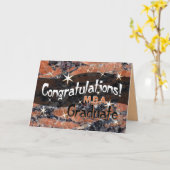 Gefeliciteerd, M.B.A. Afstuderen Oranje en Black Kaart (Gele Bloem)