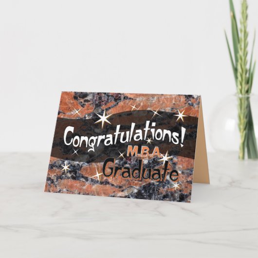 Gefeliciteerd, M.B.A. Afstuderen Oranje en Black Kaart (Voorkant)