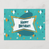 Gefeliciteerd, MCM Atomic Starburst Teal Briefkaart (Voorkant)