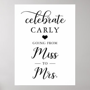 Gefeliciteerd Mejuffrouw Mevrouw Bruiloft Hart WEL Poster
